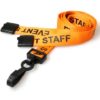 Breakaway Lanyard - EVENT STAFF Printed - 15mm Width - Orange - J Clip