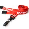 Breakaway Lanyard - EXHIBITOR Printed - 15mm Width - Red - J Clip