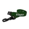 Breakaway Lanyard - STAFF Printed - 15mm Width - Green - Plastic Clip