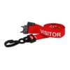 Breakaway Lanyard - VISITOR Printed - 15mm Width - Red - Plastic Clip