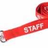 Breakaway Lanyard - STAFF Printed - 15mm Width - Red - Lobster Clip