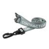 Breakaway Lanyard - CONTRACTOR Printed - 15mm Width - Grey - Plastic Clip