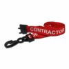 Breakaway Lanyard - CONTRACTOR Printed - 15mm Width - Red - Plastic Clip