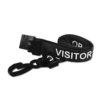 Breakaway Lanyard - VISITOR Printed - 15mm Width - Black - Plastic Clip