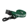 Breakaway Lanyard - VISITOR Printed - 15mm Width - Green - Plastic Clip