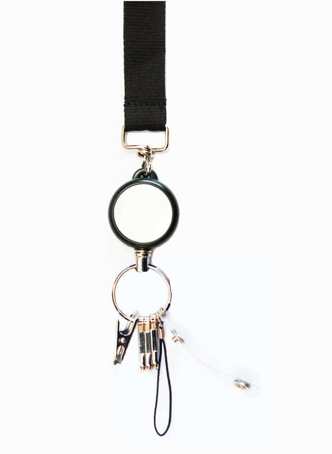 Retractable Keyring Reel, Lanyard Neck Strap And Badge Card Pass Holder Trio Pack For Neck Passes ID Card Pink